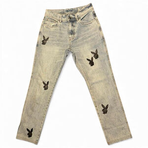 Pleasures Playboy Light Blue Black Bunny Jeans Size 30